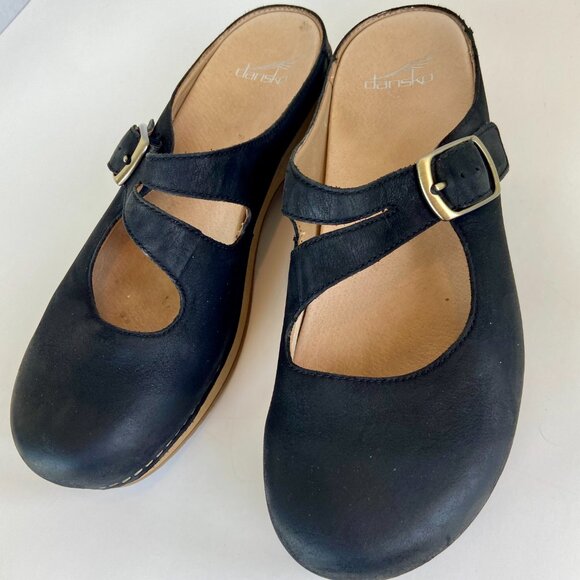 Dansko Black Mary Jane Slides Sz 10 - Picture 2 of 8